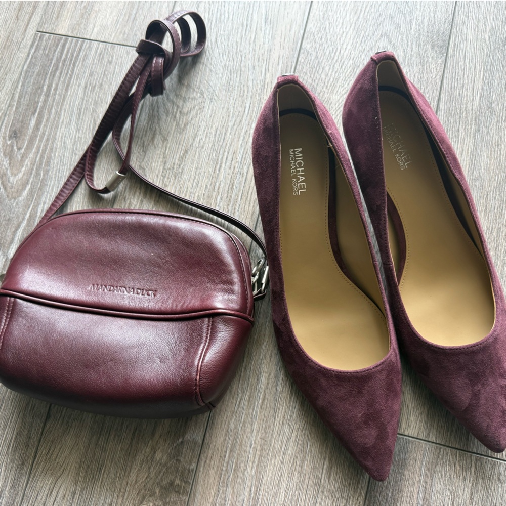 MICHAEL Michael Kors Women's Burgundy Suede Pointed-Toe Heels